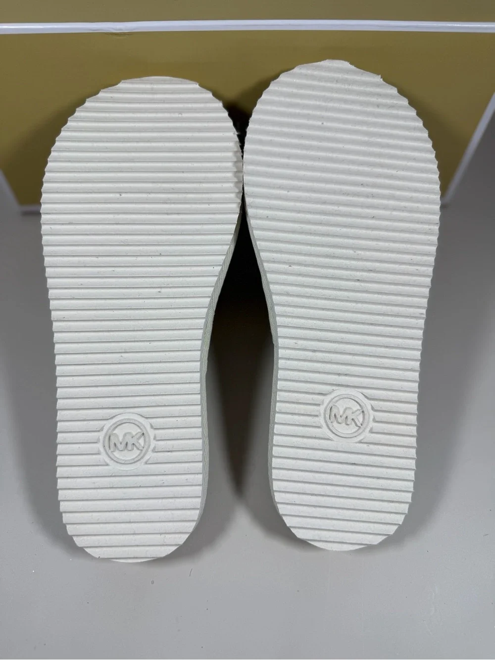 Michael Kors Gold Glitter Quilted Slide Sandals